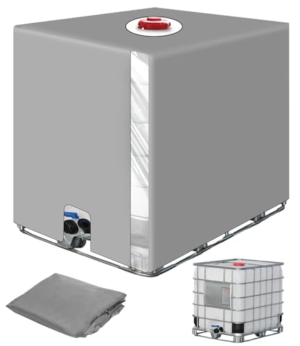 SOBEAU Copertura per Serbatoio Acqua IBC 1000 litri, Protezione Anti-UV Antipolvere Grigio(120 x 100 x 116 cm)