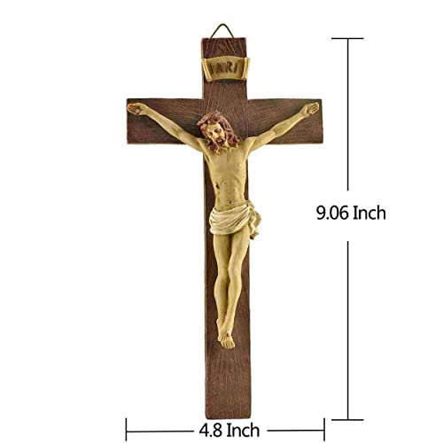 Cruz de parede de crucifixo de Jesus – Escultura de crucificação católica de resina de 23 cm, cruz I