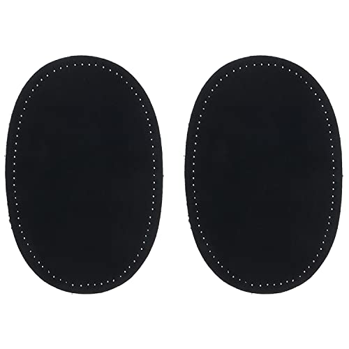 ZUPAYIPA 2Pcs Sew-On Fabric Oval Elbow Knee Patches Sweater Trousers Repair Patches Craft Supply Sewing Appliques (Suede FabricBlack)