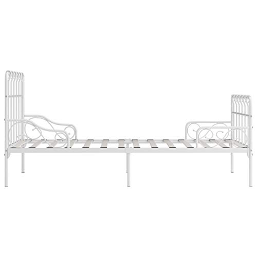 Goliraya Estructura de Cama con Base de Listones Metal Blanco 90x200 cm