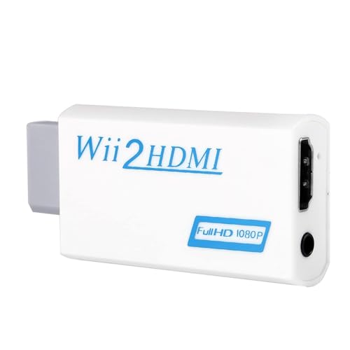 Wii a HDMI Adaptador, 720p 1080p Adaptador Convertidor Wii2 De Vídeo HDMI Y Salida De Audio con Conector De 3,5 Mm De Audio Compatible con Todos Los Modos De Wii 720p Ntsc Pantalla, Blanco