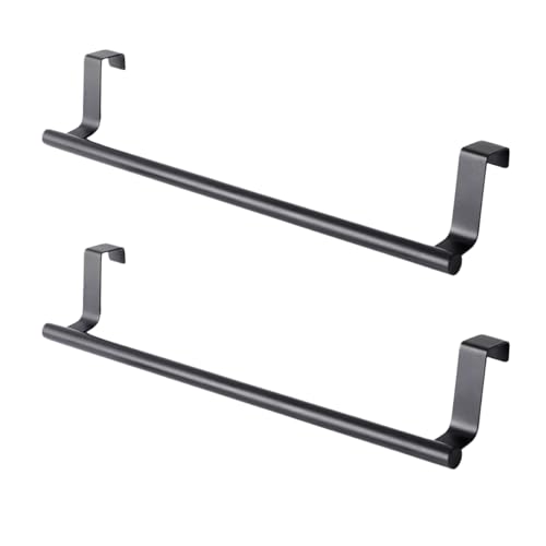 NUWIQ 2 Piezas Toallero para Armarios, 23cm Toallero de Acero Inoxidable, Diámetro de Suspensión 2cm Toalleros de Cocina, Colgador Trapos Armarios y Alacenas para Cocinas y Baños, Negro