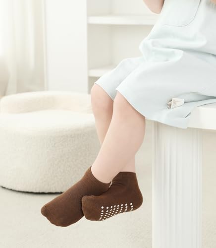 Image of JAKIDAR 12-Pair Baby Socks Non-Slip Cotton Toddler Socks Ankle Socks for Baby Toddler Kids