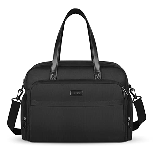 MOSISO Laptop Tote Bag Compatible with MacBook Pro 16 inch 2023-2019 M2 A2780 M1 A2485 A2141,15-15.6 inch Notebook,Trapezoid Travel Work Computer Bag with Front Horizontal Pocket&PU Handle&Belt, Black