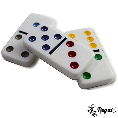 Regal Games Double 6 Dominoes Set for Adults & Kids - Classic Domino Game with 28 Tiles Colored Dots - 2 or 4 Player Games & Ideal for Family Fun Game Night and Travel (Ages 8+)2