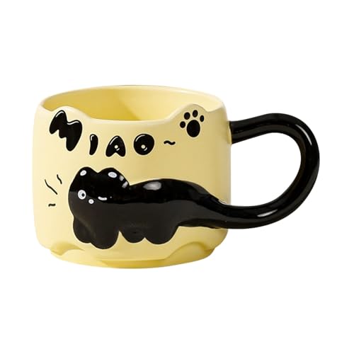 【新モデル 人気】Pogowu 猫和風セラミックマグカップ 陶器製 大容量 可愛い 洗いやすい 焼き物 コーヒー 紅茶 緑茶用 食器 結婚祝い 誕生日 引越し祝い 記念日プレゼント 暖かいお茶を楽しむ 耐久性色褪せにくい 家庭 オフィス用