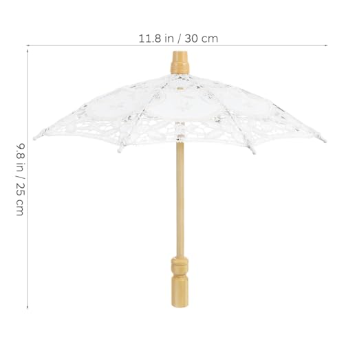 Mini parapluie broderie fleur en dentelle blanche accessoire rétro - 6