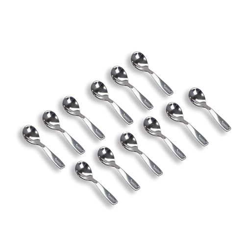 Image of Kanshita's Rasoiware Silver Stainless Steel Mini Masala Spoons | 10.5 cm Small Serving Spoon for Spice Jars, Tea & Sugar Containers | Set of 12