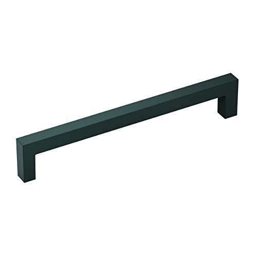 Image of Amerock | Cabinet Pull | Matte Black | 6-5 /16 inch (160 mm) Center-to-Center | Monument | 1 Pack | Drawer Pull | Drawer Handle | Cabinet Hardware