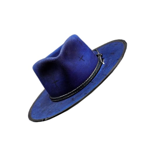 Top Hat, Wool Hat with Blue Belt Decoration Comfortable Felted Hats Youth Fashion Hats for Both Men and Women