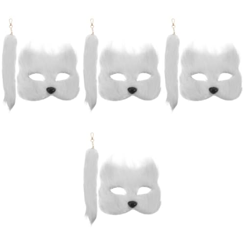 Masque de renard et queue d'accessoire costume cosplay Halloween, lot fête 4 ensembles
