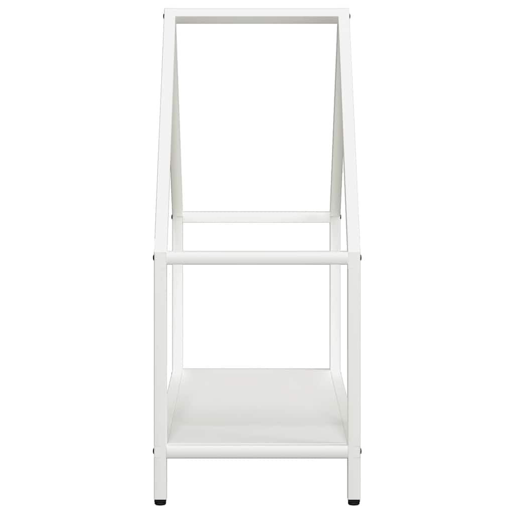 Biały stojak na drewno opałowe, wytrzymały, wykonany ze stali walcowanej na zimno, wymiary 60 x 25 x 60 cm, nadaje się do użytku wewnątrz i na zewnątrz, do kominka lub paleniska, maksymalne obciążenie