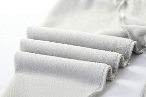 IRELIA Kids Girls 100% Cotton Fleece Lined Solid Leggings Warm Pants for Winter Light Grey L - image 5