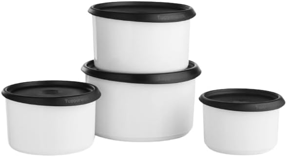 One Touch Topper Stacking Canister Set of 4 Black Seal