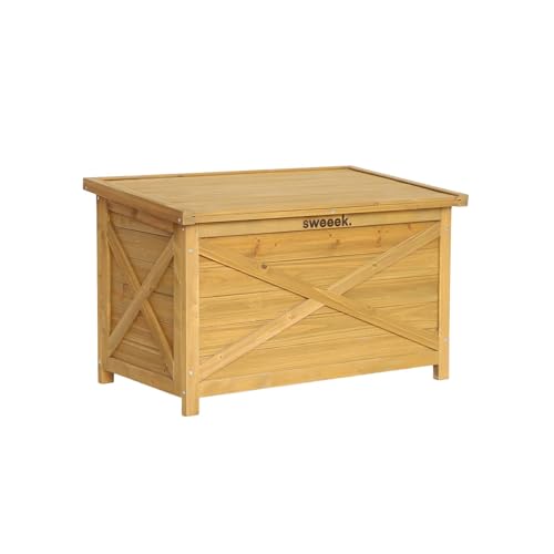 sweeek - Coffre de rangement en bois 80 cm. naturel. L80 x P48 x H50cm. capacité 100L