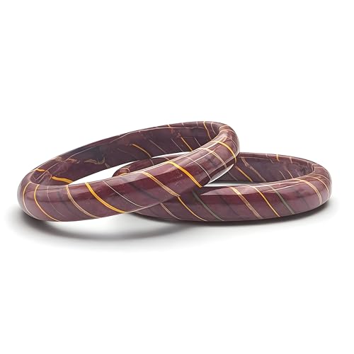 Image of Traditional Rajasthani Lac Bangles for Women and Girls, Jaipuri Lahariya Design Lakh Lah Kada, Multicolor Striped Pattern, Red Green Maroon Sky Blue Pink Purple Yellow Grey Set of 2