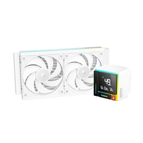 Image of ENERGLO 240 White Liquid Cooler: 240mm AIO CPU Cooler with Data Display & PWM Pump - 2 x 120mm Water Cooling for Intel LGA 1851 /1700 /1200 /115X & AMD AM5 /AM4