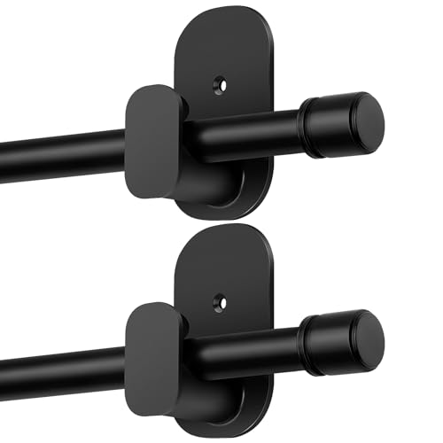 HOTOZON Curtain Rods No Drilling for Windows 2 Pack 32 to 86 Inch, Black