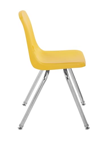 Image of FDP 16 inch School Stack Chair,Stacking Student Seat with Chromed Steel Legs and Swivel Glides for Classroom, Homeschool or Office - Yellow, 11560-YE