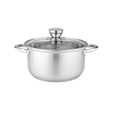 Florina Matteo 18 cm 2,6 L Edelstahltopf mit Glasdeckel | Für Induktion, Gas, Elektro, Ceran | Messskala innen | Spülmaschinengeeignet | Hitzebeständiger Deckel | Langlebig & robust