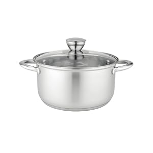 Florina Matteo 18 cm 2,6 L Edelstahltopf mit Glasdeckel | Für Induktion, Gas, Elektro, Ceran | Messskala innen | Spülmaschinengeeignet | Hitzebeständiger Deckel | Langlebig & robust