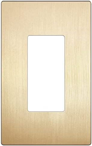 LIDER Brushed Finish Decorator Switch Cover, Screwless Wall Plate, Mid-Size 1-Gang 4.88" x 3.11", Unbreakable Polycarbonate Thermoplastic, UL Listed, LSWP-31M-BGD, Brushed Gold