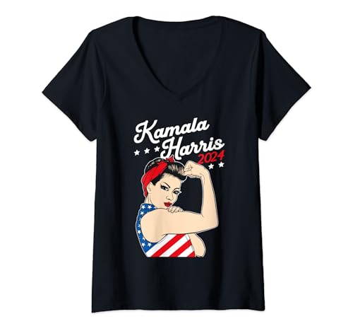 Womens Kamala Harris 2024 President America Election Vote Women V-Neck T-Shirt