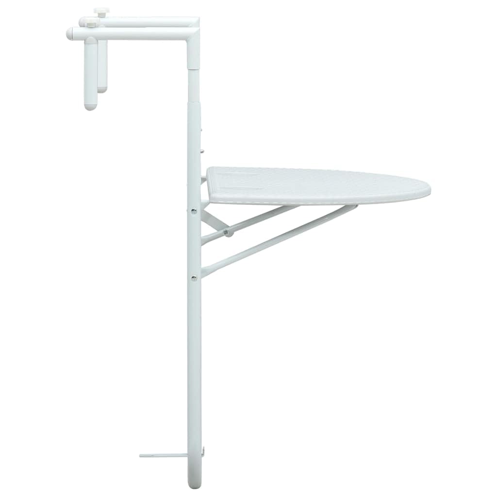 Balkon-Hängetisch Weiß Kunststoff Rattan-Optik 60x64x83,5 cm höhenverstellbar klappbar wetterfest stabil für Garten Terrasse Outdoor Veranda
