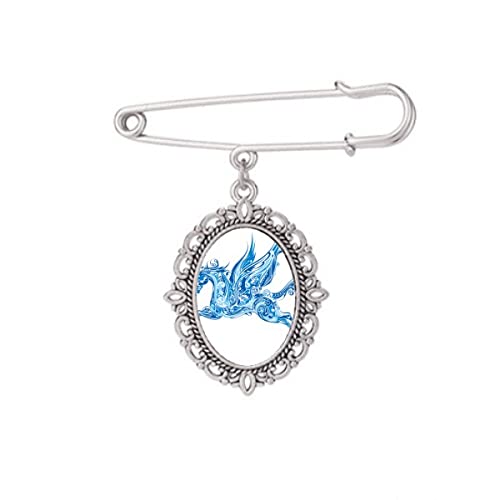 Broche aile de cheval bleue M pour ajuster un décolleté de robe ou chemise