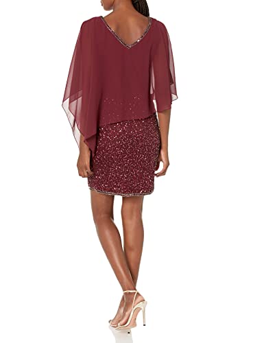 Image of J Kara Women's Plus Size Caplet Short Cocktail Beaded Dress