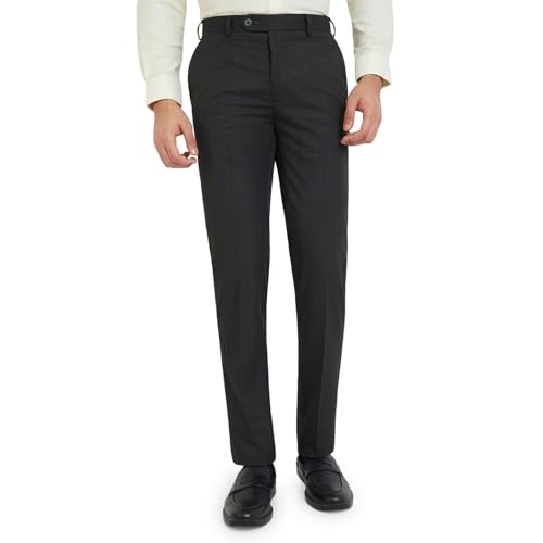 Image of Raymond Men's Checks Pattern Contemporary Fit Poly Viscose Blend Flat Front Formal Trouser