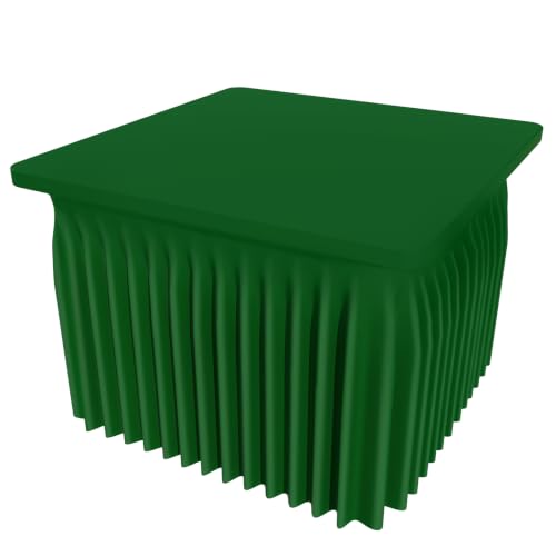 Image of Smiry Spandex Elastic Fitted Table Cloth Skirt for 3FT Square Table | Stretch Washable Table Cloth, Banquet Table Cover for Wedding, Party, Indoor & Trade Shows, (Emerald Green, 36Lx36Wx30H)