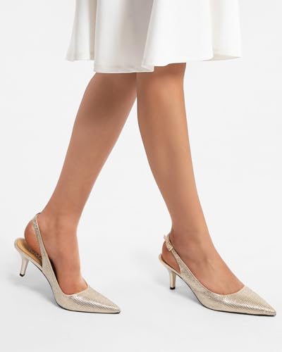 Image of NUMALEO Slingback Heels for Women Pointed Close Toe Kitten Heels Patent Pumps Dress Party Comfy Heeled Sandals Stiletto 2.5 Inch Dress Shoes