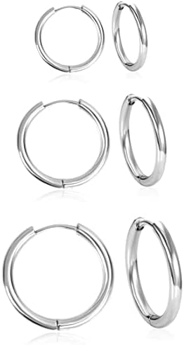 4 Paia Di Orecchini A Clip In Acciaio Inox - Senza Piercing, Design A Cerchio Per Uomo, Donna E Bambina - Foto 2