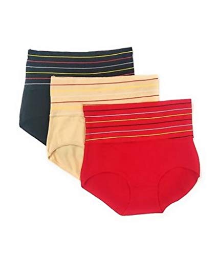 Imported Women's Cotton Combed Spandex Sexy High Waist Full Coverage Tummy Control Panty(Combo of 3)-image-45