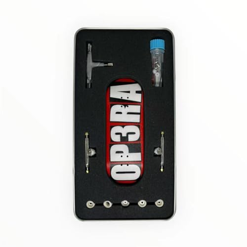 LEEFAI Op3ra Pro Fingerboard Complete 34 * 96mm Maples Wood Deck,UV Printing Graphic-Solid Single Axles Pro Trucks & 5 Urethane Bearing Wheels,-Replace Bushings-Blocks(red) Edition