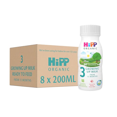 HiPP Organic 3 Growing up Baby Milk Ready to feed liquid formula From 12th months 200ml (Pack of 8)