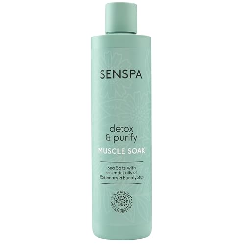 SenSpa Detox & Purify Muscle Soak Dead Sea Salt Soak Post Workout Recovery Essential Oil Blend Tension Easing/Vegan Muscle Relief for Bath Natural Formula 300ml