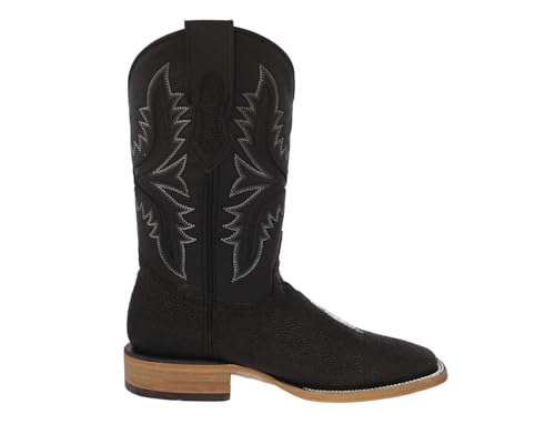 Texas Legacy Mens Black Cowboy Boots Stingray Diamond Stone Print Leather Square Toe2