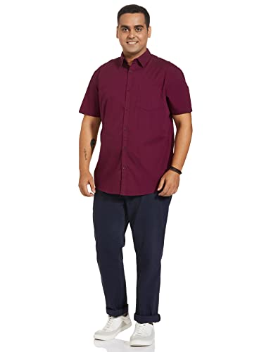 Image of Amazon Brand - Symbol Men's Cotton Shirt | Casual | Plain | Half Sleeve | Summer - Regular Fit (Available in Plus Sizes)