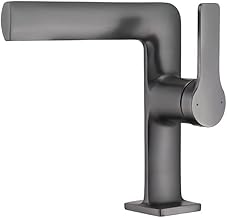 GRAY washbasin tap - metallic grey with 5 years warranty, minimalist design EDM77188, virgin brass easy insolation water saving high pressure adjustable