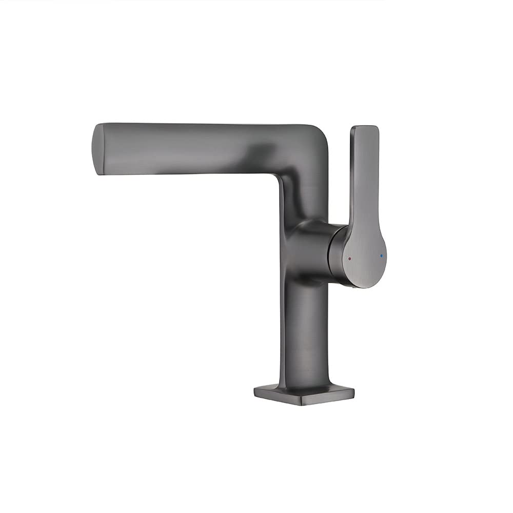 Robinet lavabo gris en laiton vierge avec garantie 5 ans design minimaliste