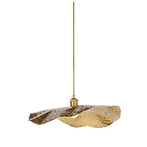 SDUYTDG Creative Lotus Lampe Suspendue Plafond Monté Lumière Suspension avec Abat-Jour en Laiton Martelé Finition Or Lustre Hauteur Réglable Salon...
