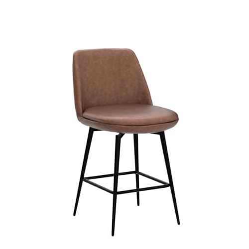 Image of CHITA Swivel Bar Stools, 27.2 inch Counter Height Bar Stools Set of 2, FSC Certified Upholstered Modern Counter Stools, Metal Legs, Faux Leather, Saddle Brown