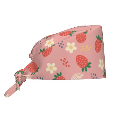 Image of Working Cap Scrub Cap with Sweatband Adjustable Unisex Women Tie Back Hat Nurse Surgical Caps