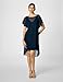 Adrianna Papell Women's Flutter Sleeve Chiffon Dress with High Low Hemline, Navy, Large