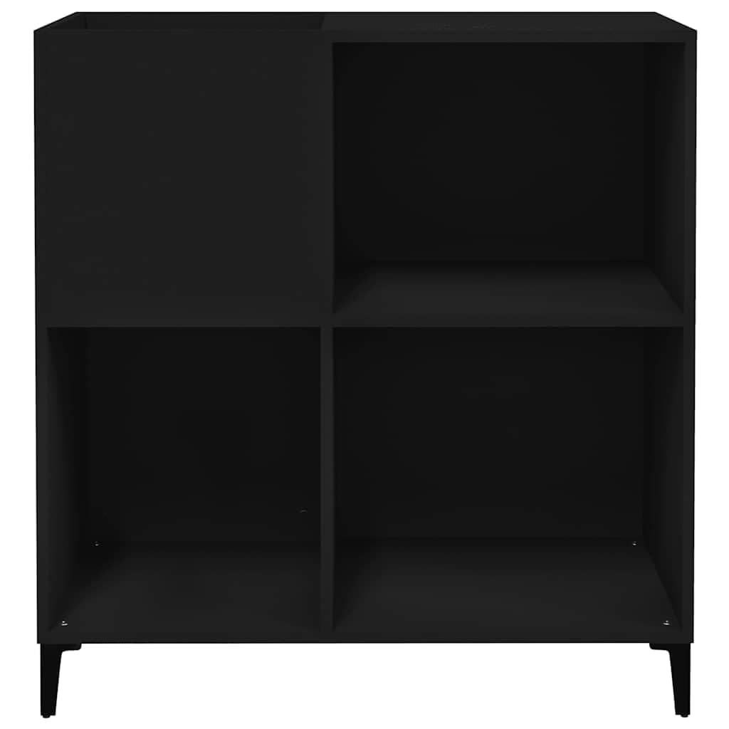 Armadio per dischi in legno nero, con gambe in metallo, 84,5 x 38 x 89 cm, spazio per dischi, soggiorno, credenza, vetrina, organizer per ufficio e sala da pranzo
