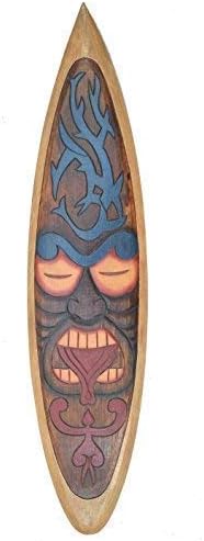 Interlifestyle Deco Surfboard in Tiki Tribal Design to Hang up Wooden Sign 100cm