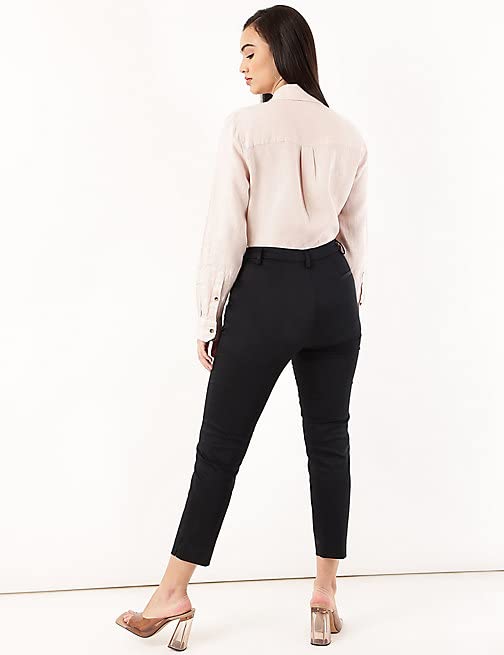 Image of Marks & Spencer Womens Solid Mid Rise Slim Fit Trouser