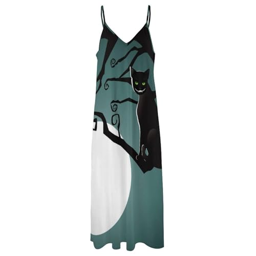 Robe longue chat noir idéale pour masquer la chaleur en été lors de vos sorties plage